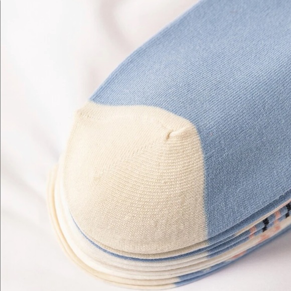 🌺HP Ankle socks cartoon 6 PR SET Smiley face rabbit blue cream beige flower - Picture 4 of 4